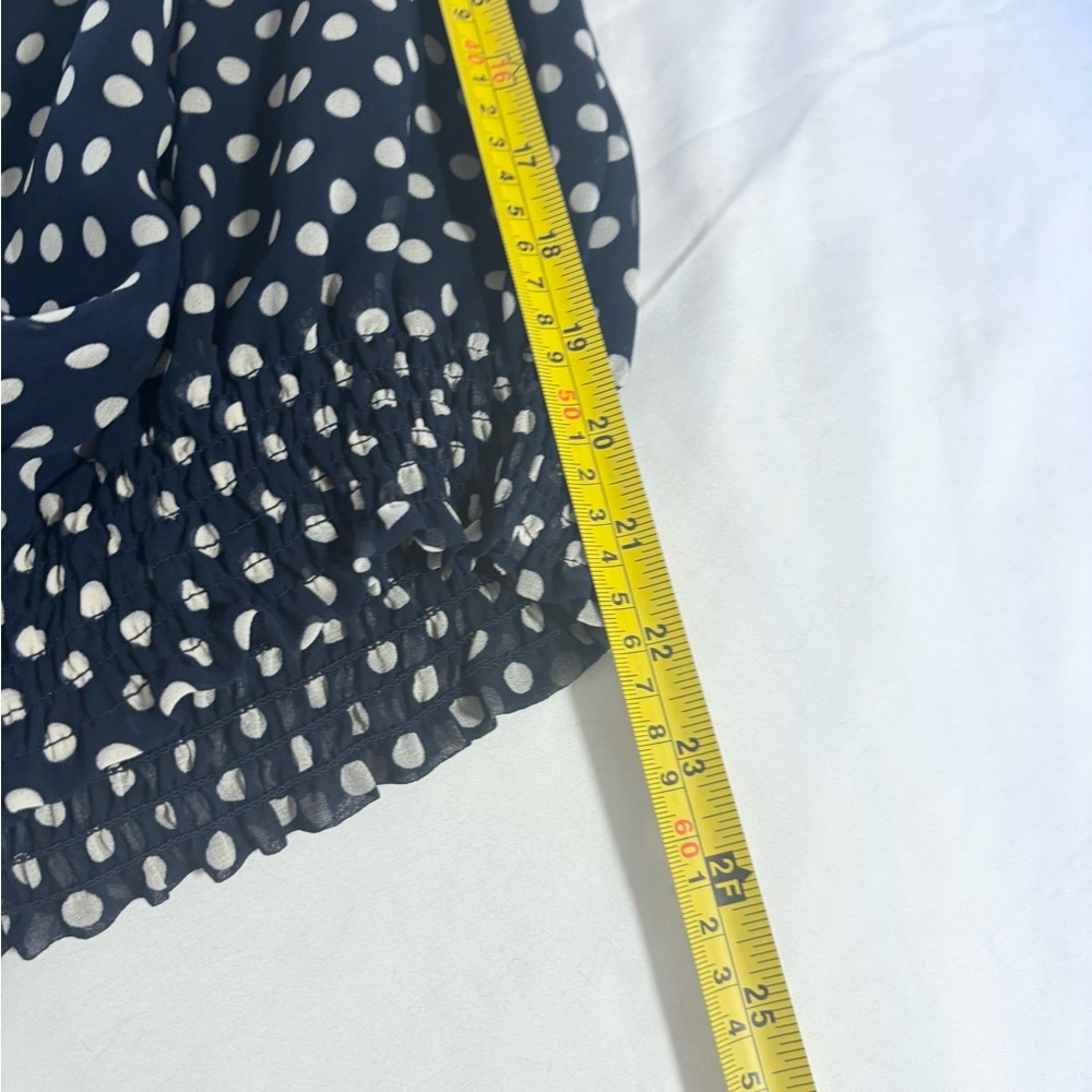 Ralph Lauren Navy Polka Dot Off-Shoulder Blouse - Picture 8 of 10